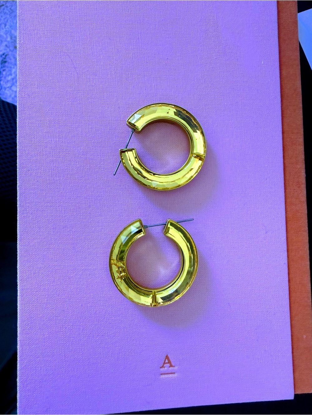 Swarvoski Lucent Medium Hoop Earrings Yellow
